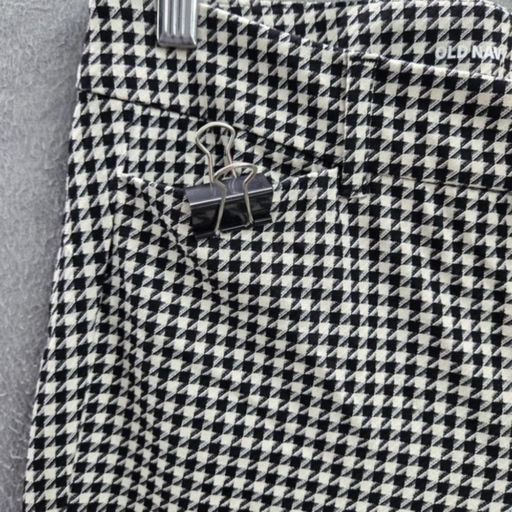 Old Navy Women Pants 4 PETITE Black Houndstooth Dress Pants High-Rise Pixie - Picture 8 of 16
